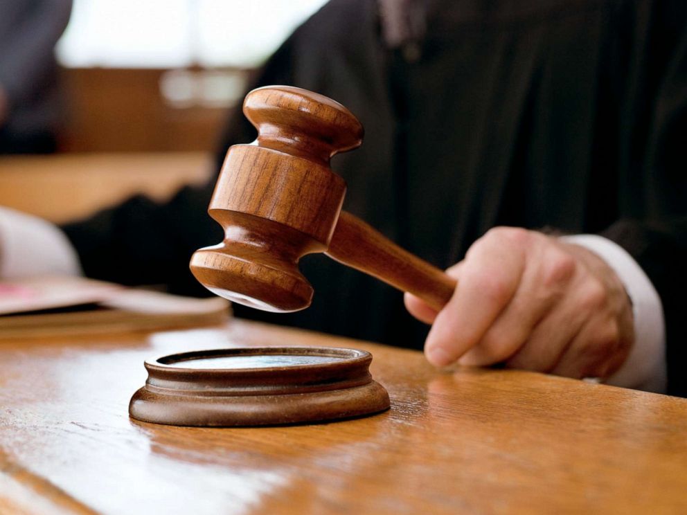 PHOTO: An undated stock photo depicts a judge holding a gavel in a courtroom.