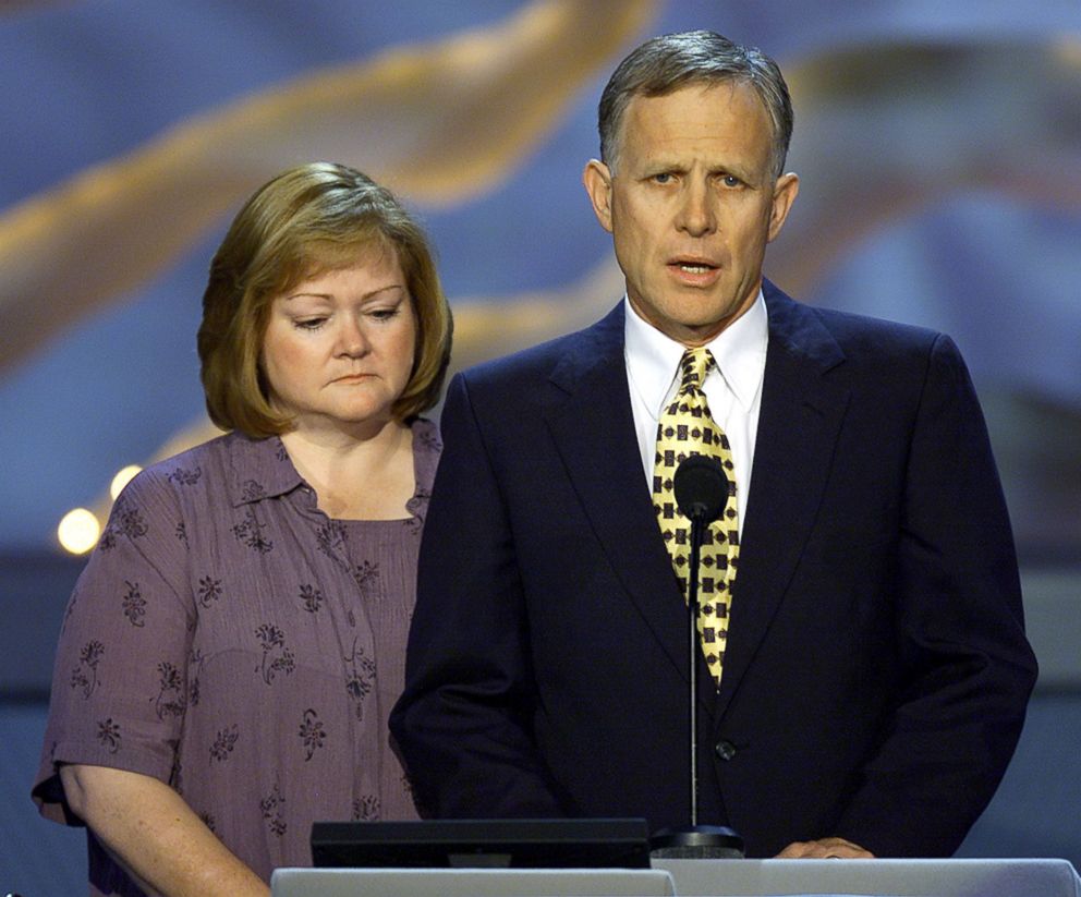 PHOTO: Judy and Dennis Shepard speak at the Democratic National Convention at the Staples Center in Los Angeles, Aug. 16, 2000.