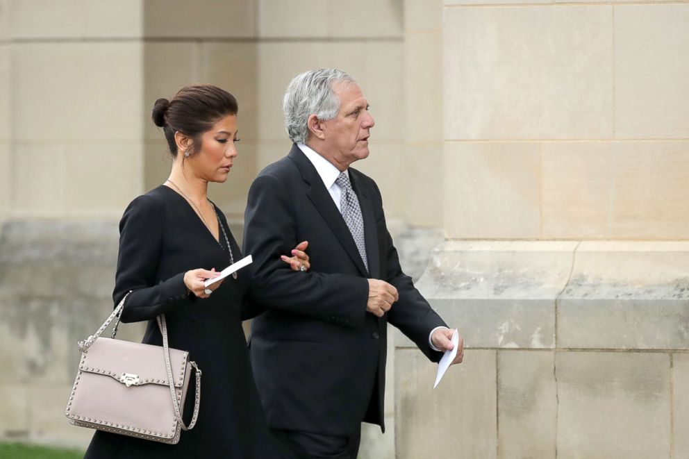 PHOTO: Julie Chen and Les Moonves, chief executive officer of CBS Corporation, arrive at the Washington National Cathedral for the funeral service for the late Senator John McCain, Sept. 1, 2018, in Washington, DC.