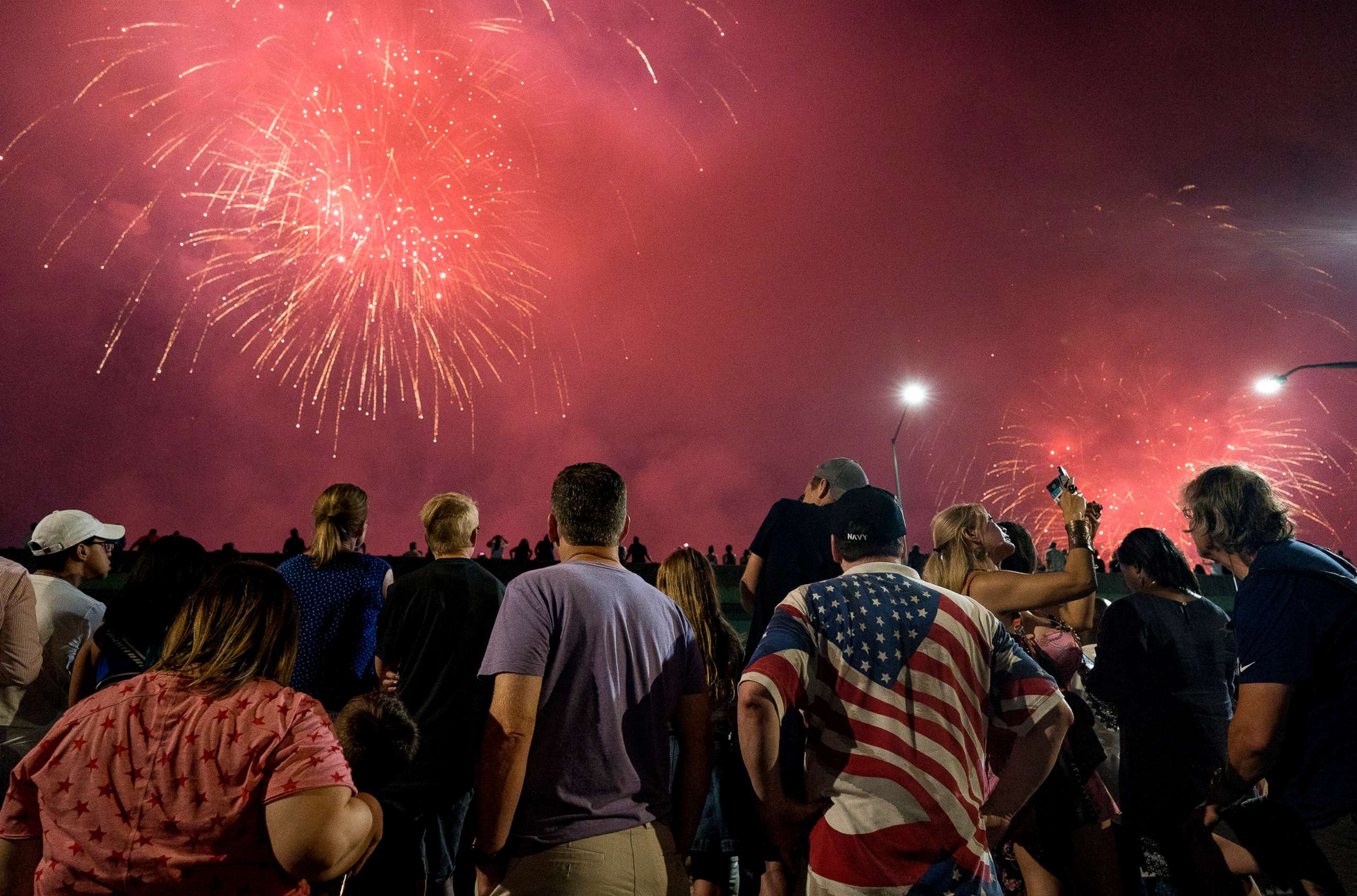 PHOTO: In this file photo from July 4, 2018, spectators watch a fireworks display as part of Independence Day festivities in New York.