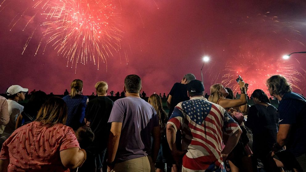 PHOTO: In this file photo from July 4, 2018, spectators watch a fireworks display as part of Independence Day festivities in New York.
