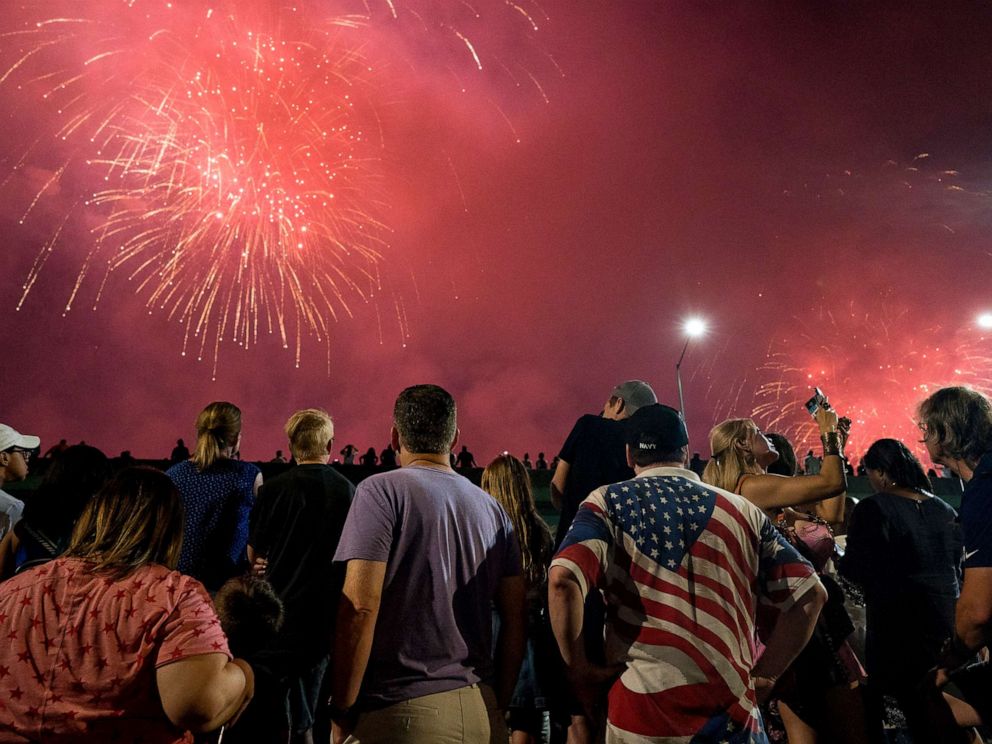 PHOTO: In this file photo from July 4, 2018, spectators watch a fireworks display as part of Independence Day festivities in New York.