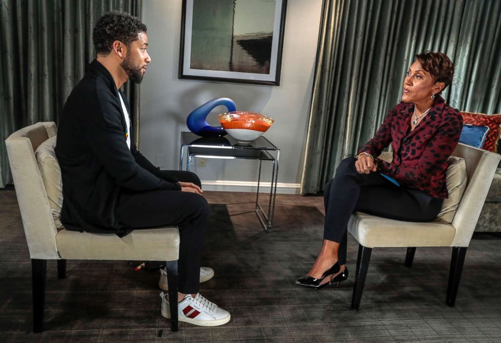 PHOTO: Jussie Smollett speaks with ABC News' Robin Roberts, Feb. 13, 2019.