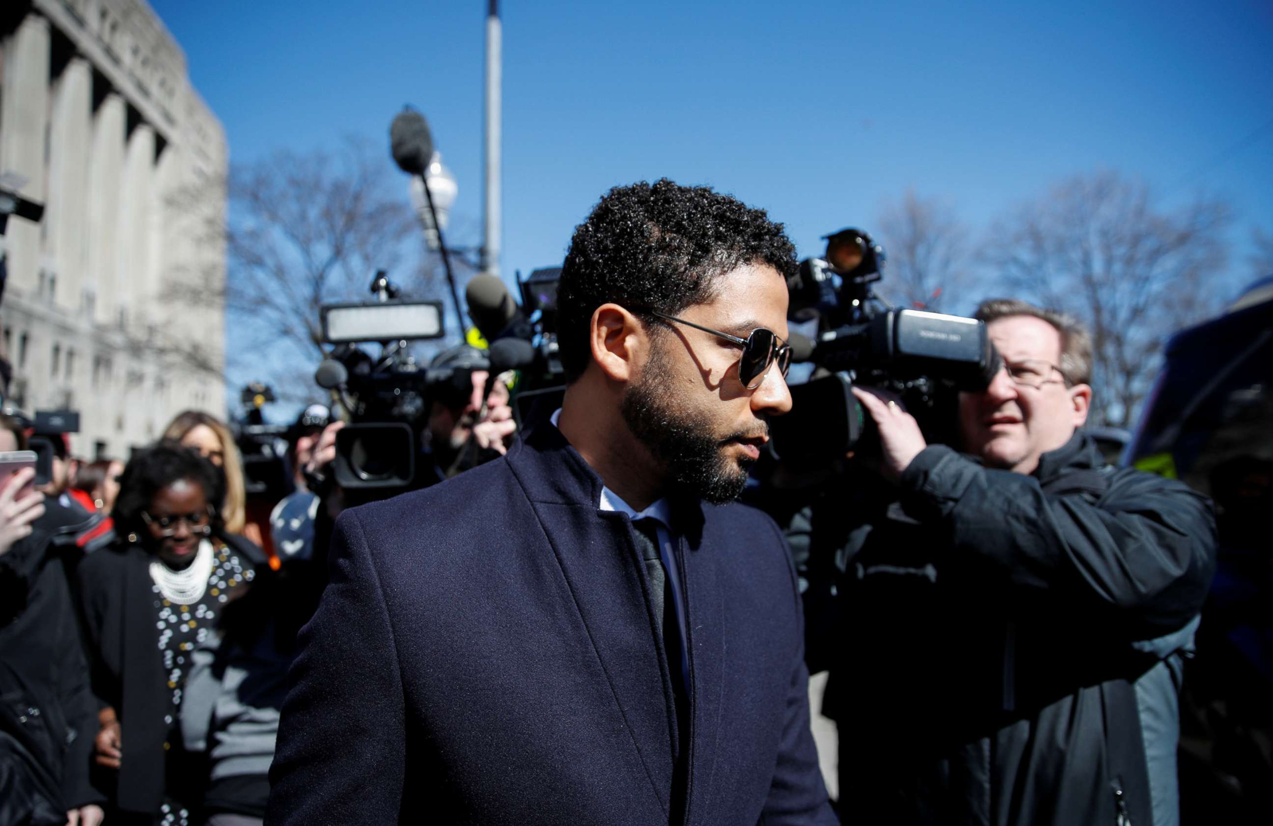PHOTO: Jussie Smollett leaves court after charges against him were dropped by state prosecutors in Chicago, March 26, 2019.