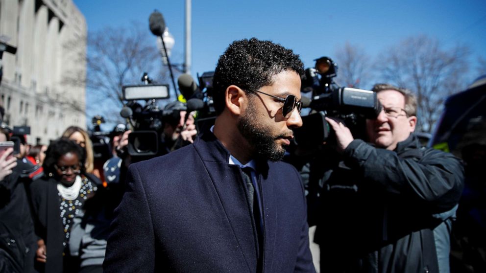 PHOTO: Jussie Smollett leaves court after charges against him were dropped by state prosecutors in Chicago, March 26, 2019.