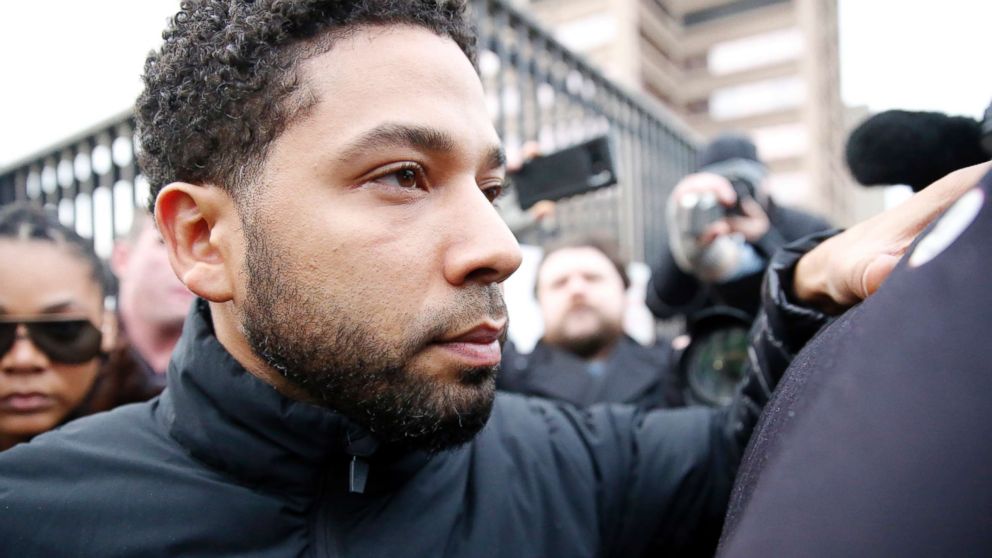 PHOTO: Empire actor Jussie Smollett leaves Cook County jail after posting bond, Feb. 21, 2019, in Chicago.