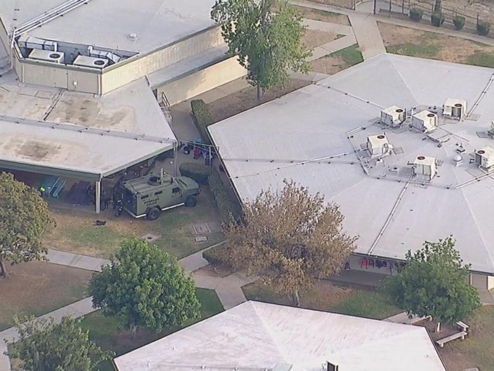 PHOTO: An elementary school in Riverside, Calif. had to be evacuated after a disturbance inside a classroom caused a lockdown, Oct. 31, 2017.