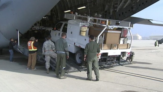 VIDEO: Vehicles and crews sent to assist with the power restoration efforts after superstorm Sandy.