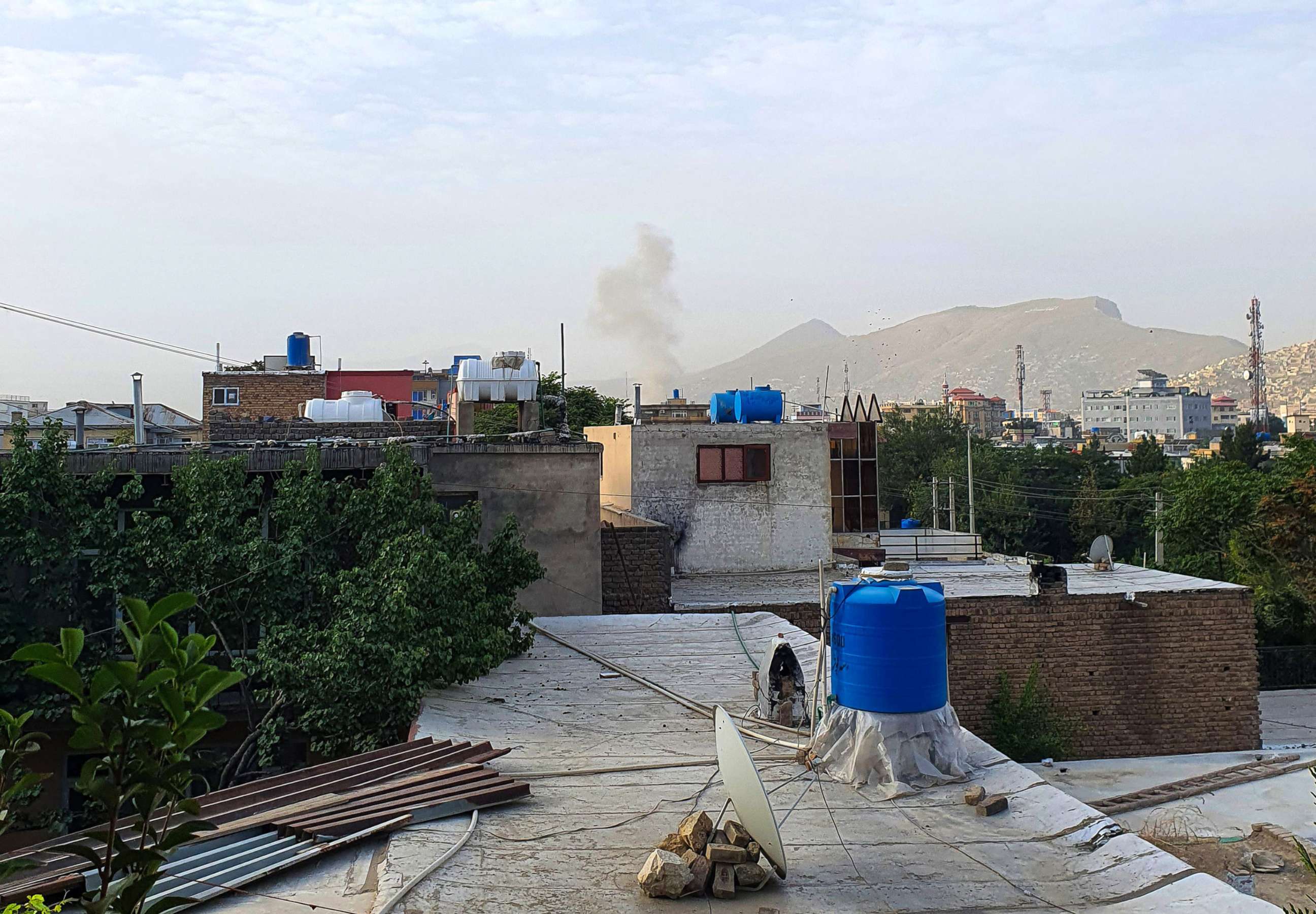 PHOTO: Smoke rises from a house following a US drone strike in the Sherpur area of Kabul, July 31, 2022.