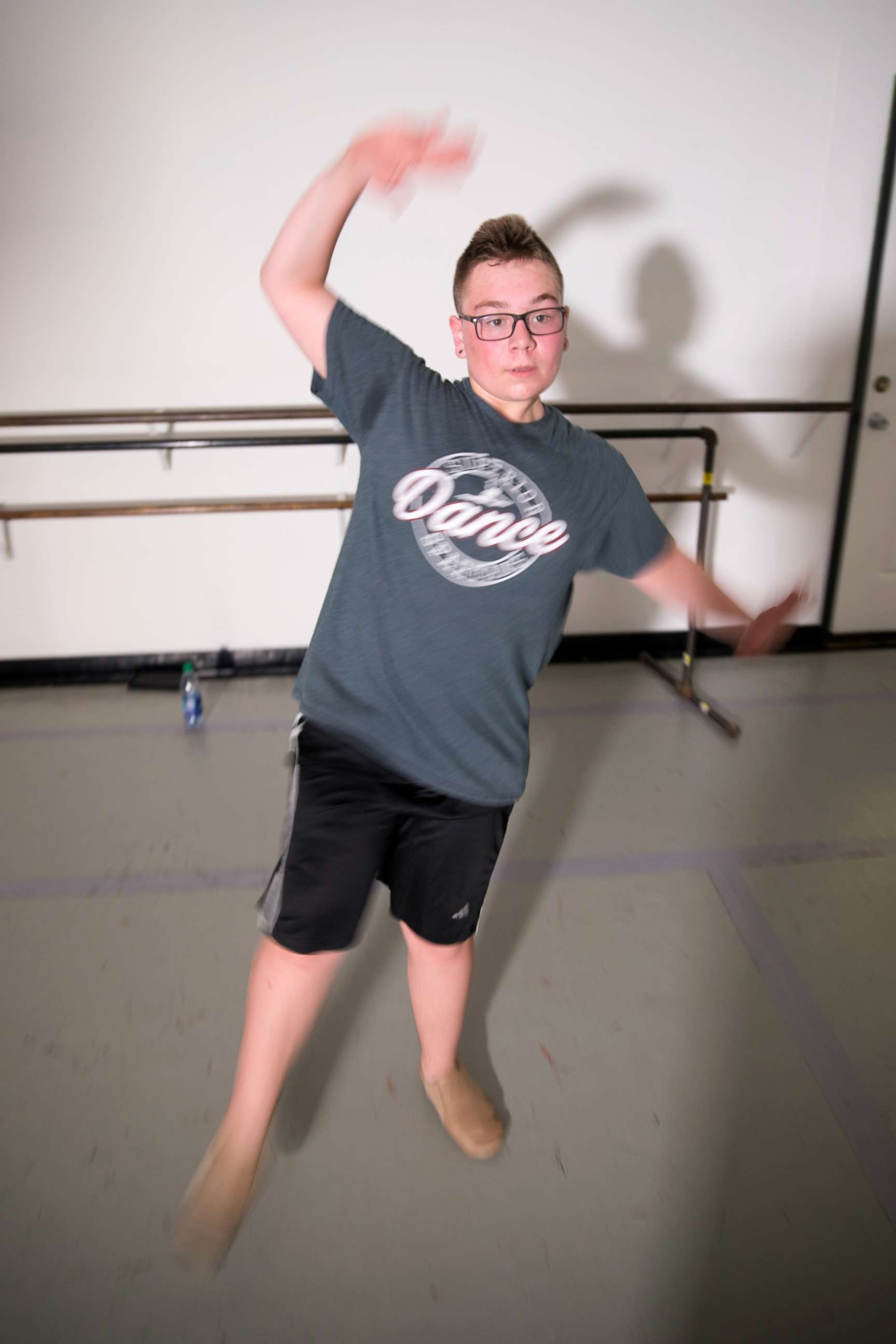 PHOTO: Kaiden Johnson practices in a dance studio in this undated photo.