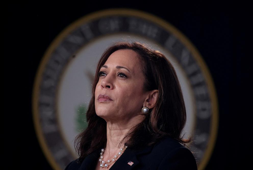 PHOTO: In this file photo, Vice President Kamala Harris attends an event in the Eisenhower Executive Office Building's South Court Auditorium at the White House in Washington, U.S., June 3, 2021.