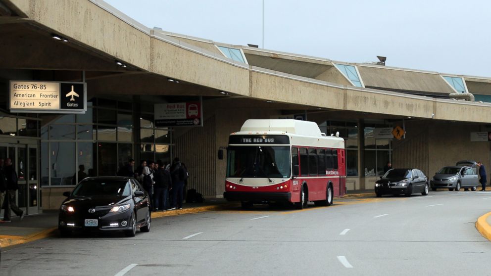 PHOTO: A bus picks up passengers bound for gates located in other terminals at Kansas City International Airport in Kansas City, Mo., Wednesday, Nov. 1, 2017.