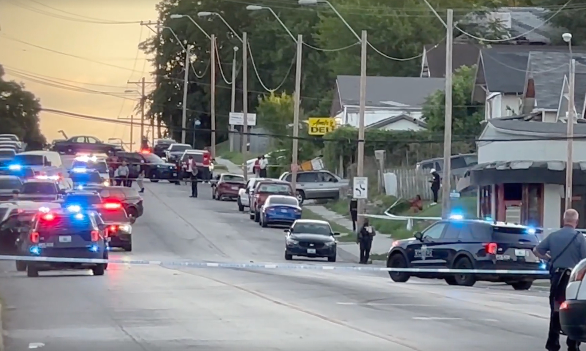 PHOTO: Police block off a street in an area of Kansas City, Mo., on June 25, 2023, after two shootings about 90 minutes apart caused "multiple deaths," according to the Jackson County Sheriff's Office.