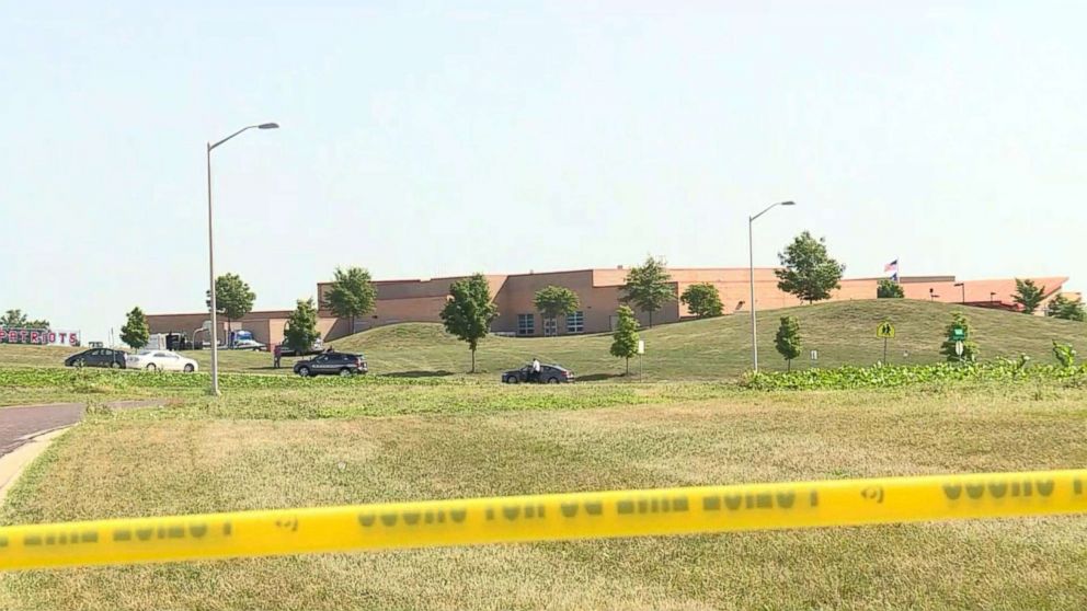 PHOTO: Police tape restricts access to the scene of a reported shooting in Overland Park, Kansas, July 3, 2018.