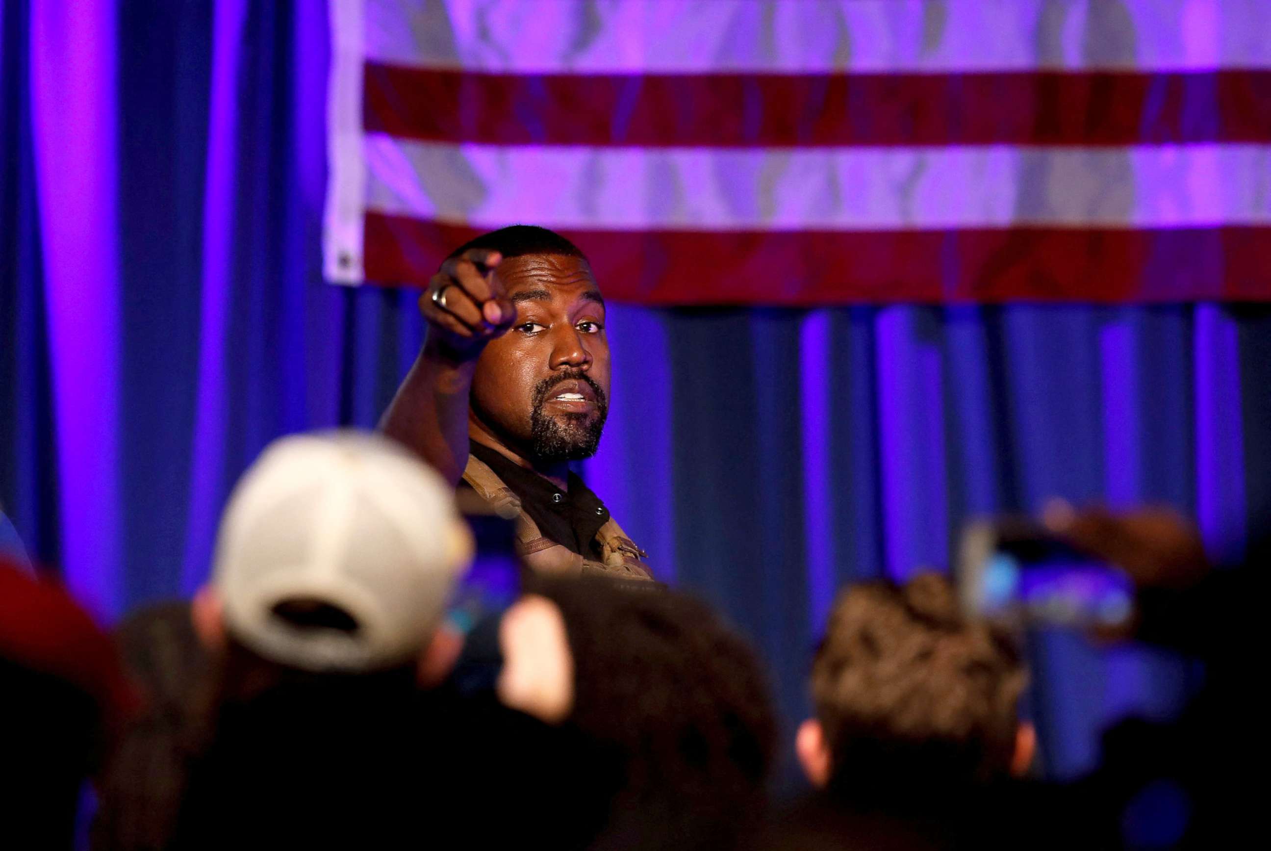PHOTO: Kanye West holds his first rally in support of his presidential bid in North Charleston, South Carolina, July 19, 2020.