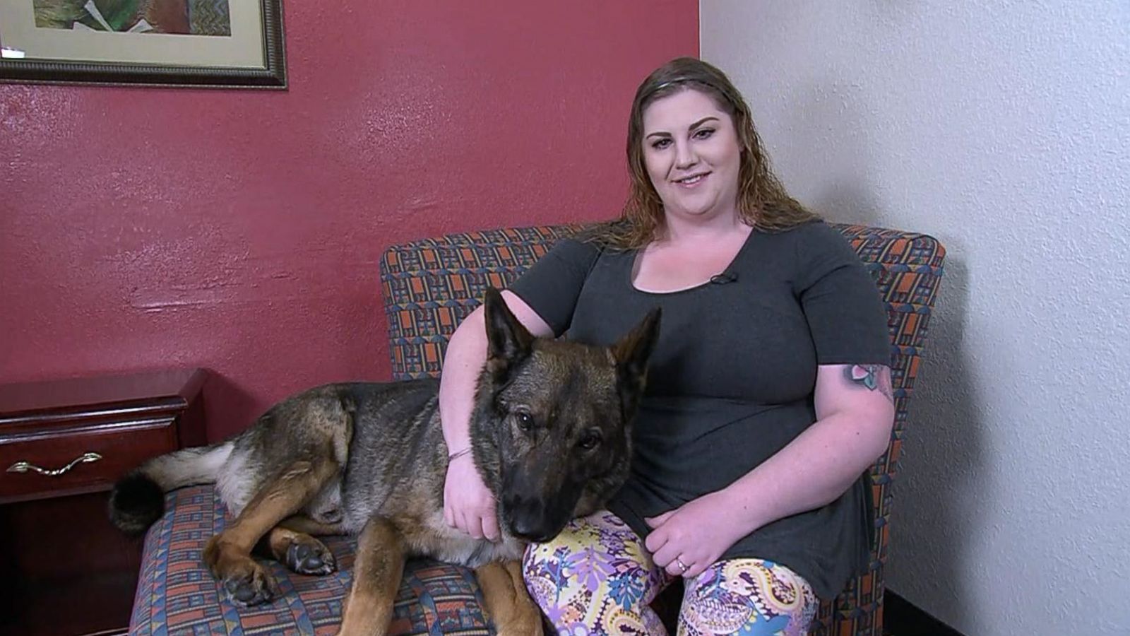 PHOTO: Kara Swindle appears with her dog, Irgo, on "Good Morning America," March 16, 2018.