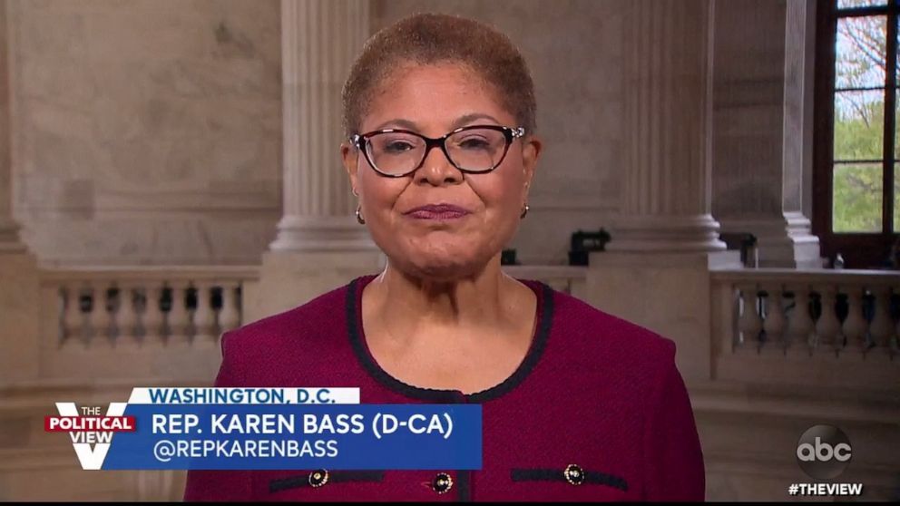 PHOTO: Rep. Karen Bass joined "The View" to discuss police reform after the Derek Chauvin verdict.