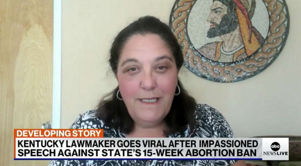 PHOTO: Sen. Karen Berg, (D) Louisville, spoke with Diane Macedo on ABC News Live about going viral for her impassioned speech against the state's 15-week abortion ban.