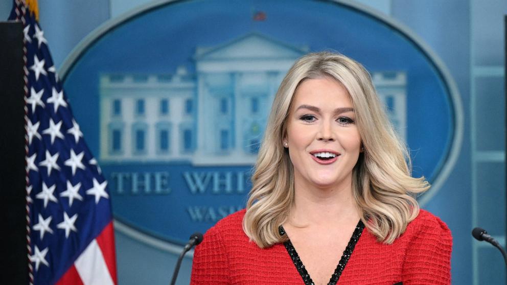 PHOTO: White House Press Secretary Karoline Leavitt speaks during the daily press briefing in the Brady Press Briefing Room of the White House in Washington, Jan. 31, 2025.