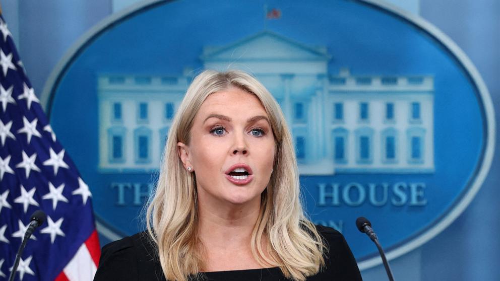 PHOTO: White House press secretary Karoline Leavitt speaks during a press briefing at the White House, June 19, 2025, in Washington.