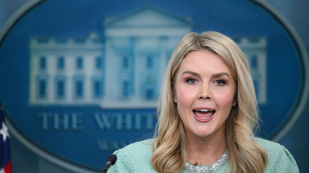 PHOTO: White House Press Secretary Karoline Leavitt speaks during the daily briefing in the Brady Briefing Room of the White House in Washington, Mar. 11, 2025.