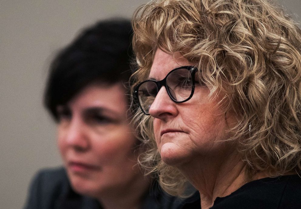 PHOTO: Former Michigan State University womens gymnastics coach Kathie Klages listens to prosecutor's opening statementsTuesday morning, Feb. 11, 2020, in Ingham County Circuit Court in Lansing, Mich.