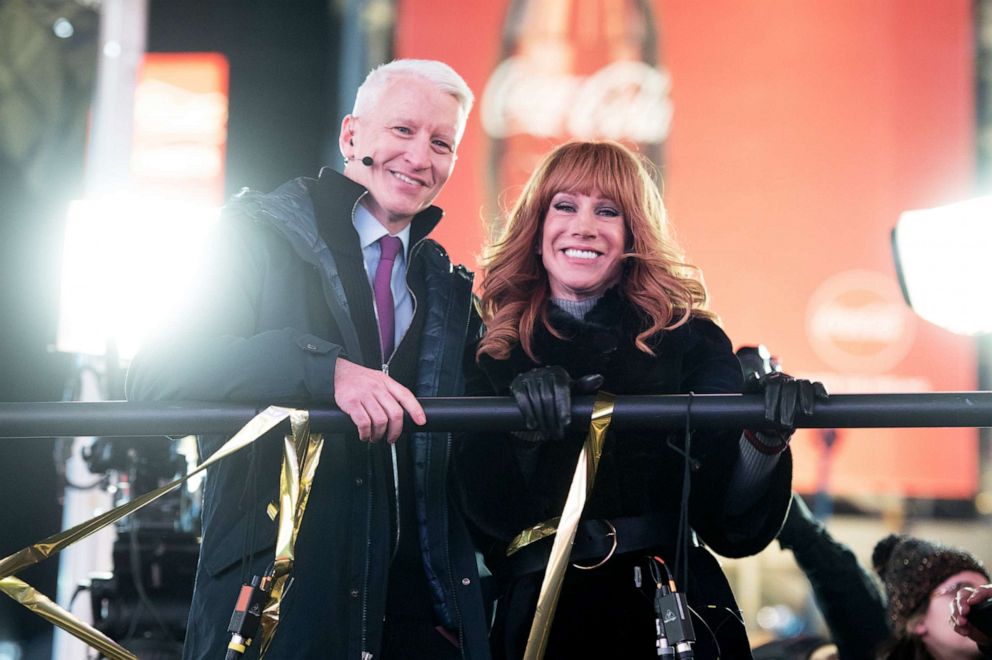 PHOTO: Anderson Cooper and Kathy Griffin host 'New Year's Eve Live' during New Year's Eve 2017 in Times Square in New York, Dec. 31, 2016.