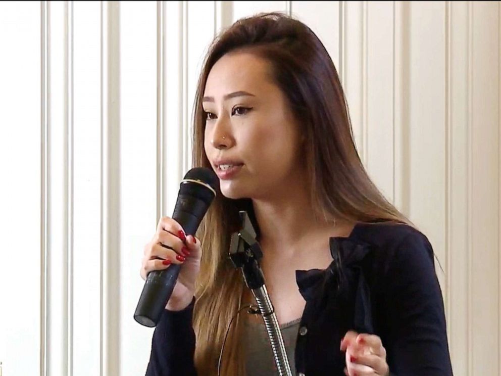 PHOTO: Kathy Zhu speaks at a Women for Trump event in Bloomfield Hills, Mich., July 26, 2019.