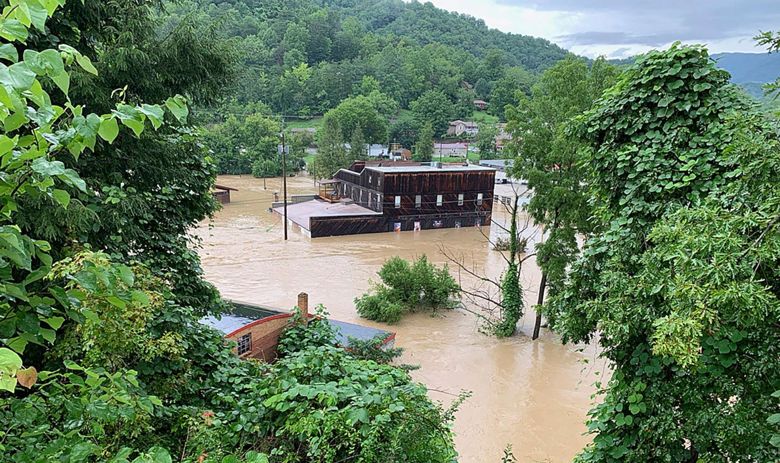 PHOTO: Appalshop building sits flooded after extreme weather in Whitesburg, Ky., July 28, 2022.