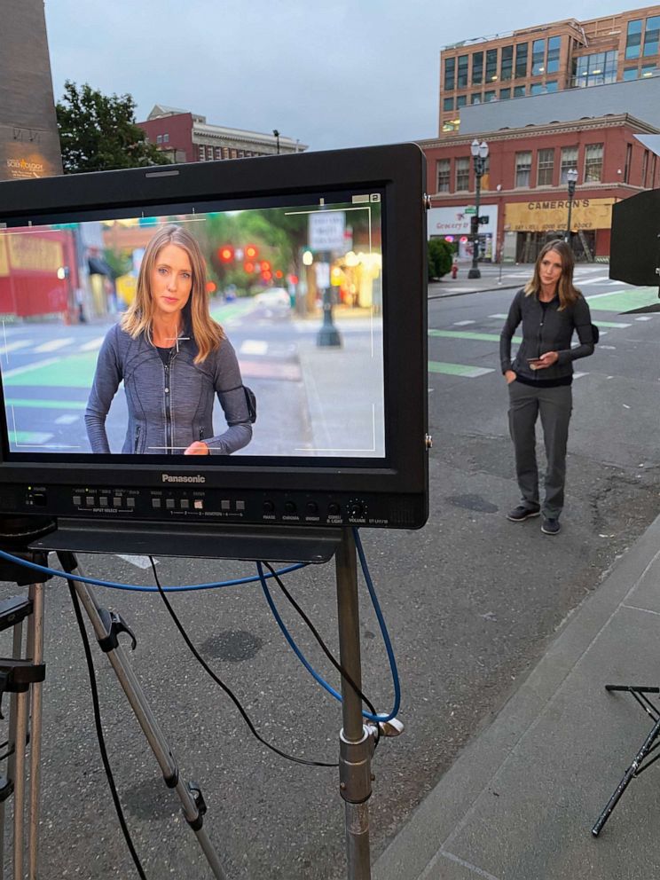 PHOTO: ABC News correspondent Kayna Whitworth reports from Portland, Ore., Wednesday, July 22, 2020, on protests that have garnered increasing violence with the presence of federal law enforcement.