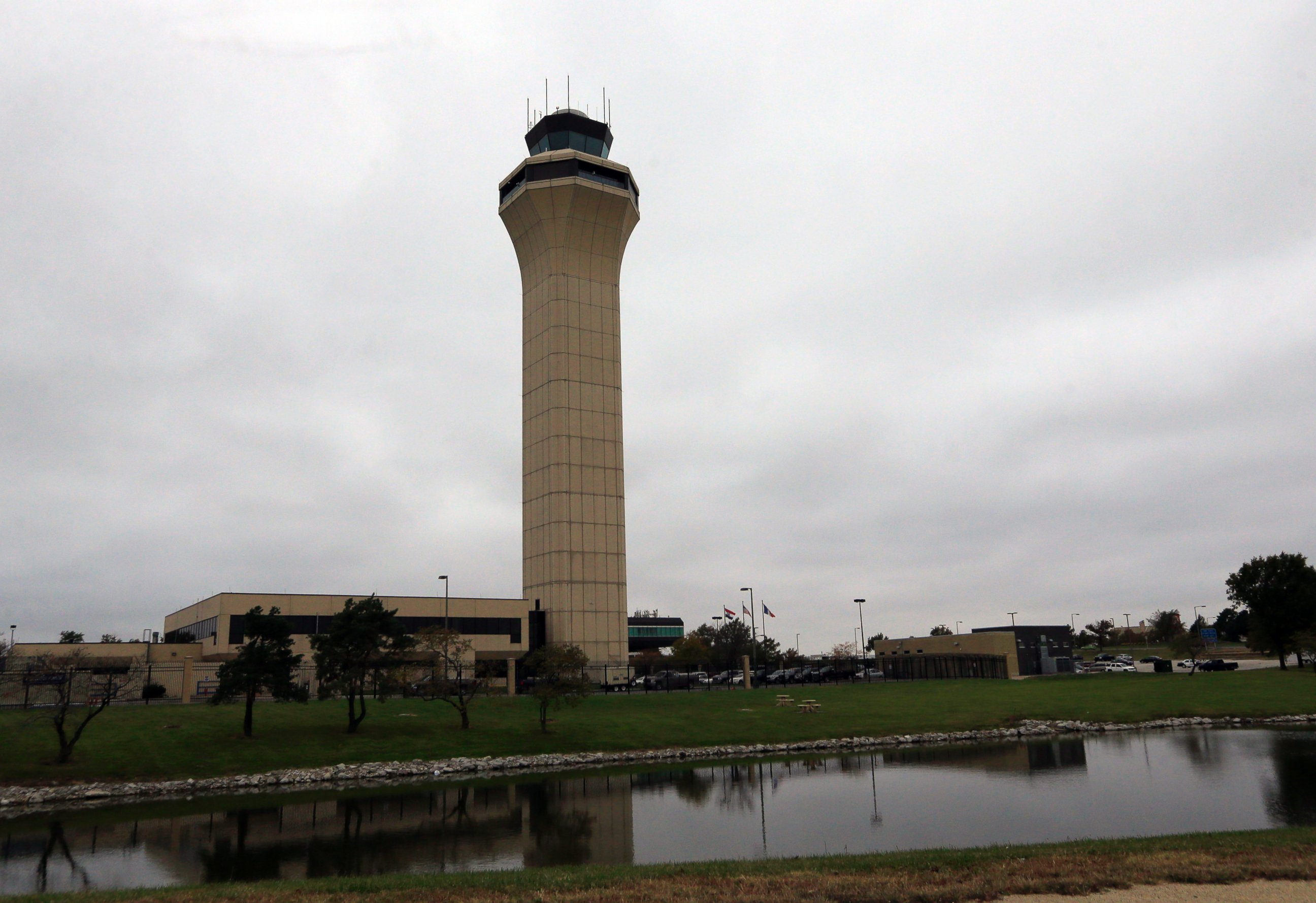 PHOTO: The control tower watches ground traffic at Kansas City International Airport in Kansas City, Mo., Wednesday, Nov. 1, 2017.