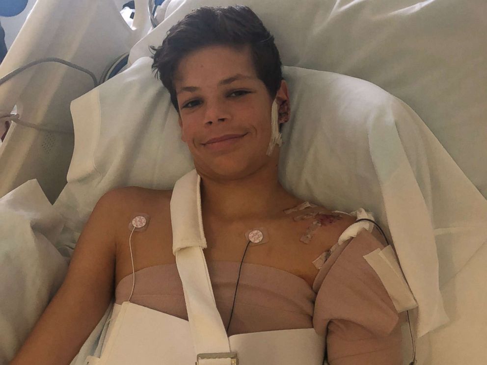 PHOTO: Keane Webre-Hayes, 13, is photographed in her hospital bed at Rabys Childrens Hospital in San Diego after surviving a shark attack on Sunday, September 30, 2018.