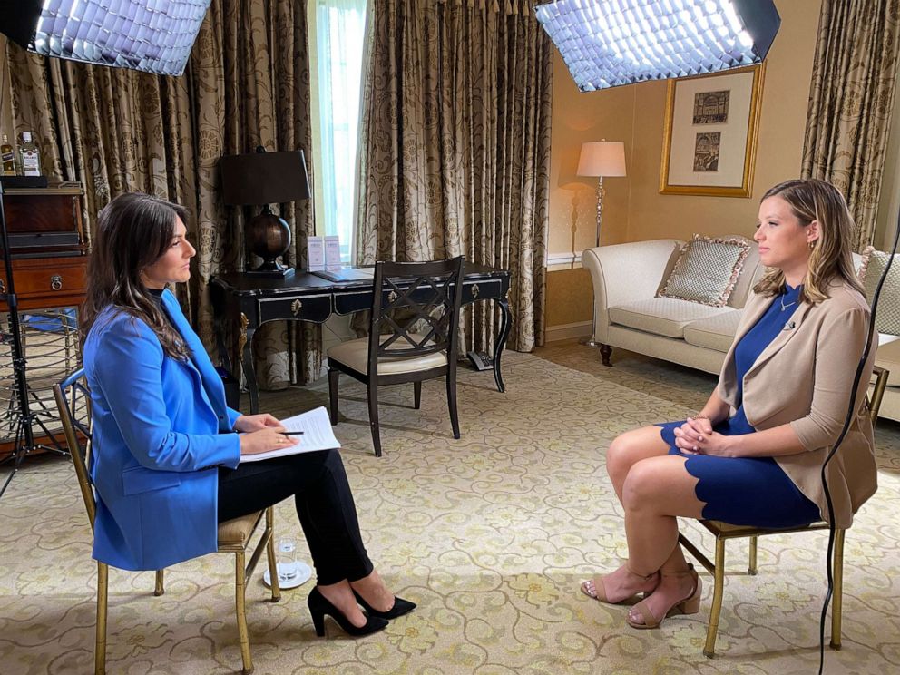 PHOTO: ABC News' Erielle Reshef sits down with Shannon Keeler, May 19, 2021, for an interview to discuss her sexual assault that occurred nearly eight years ago at Gettysburg College.