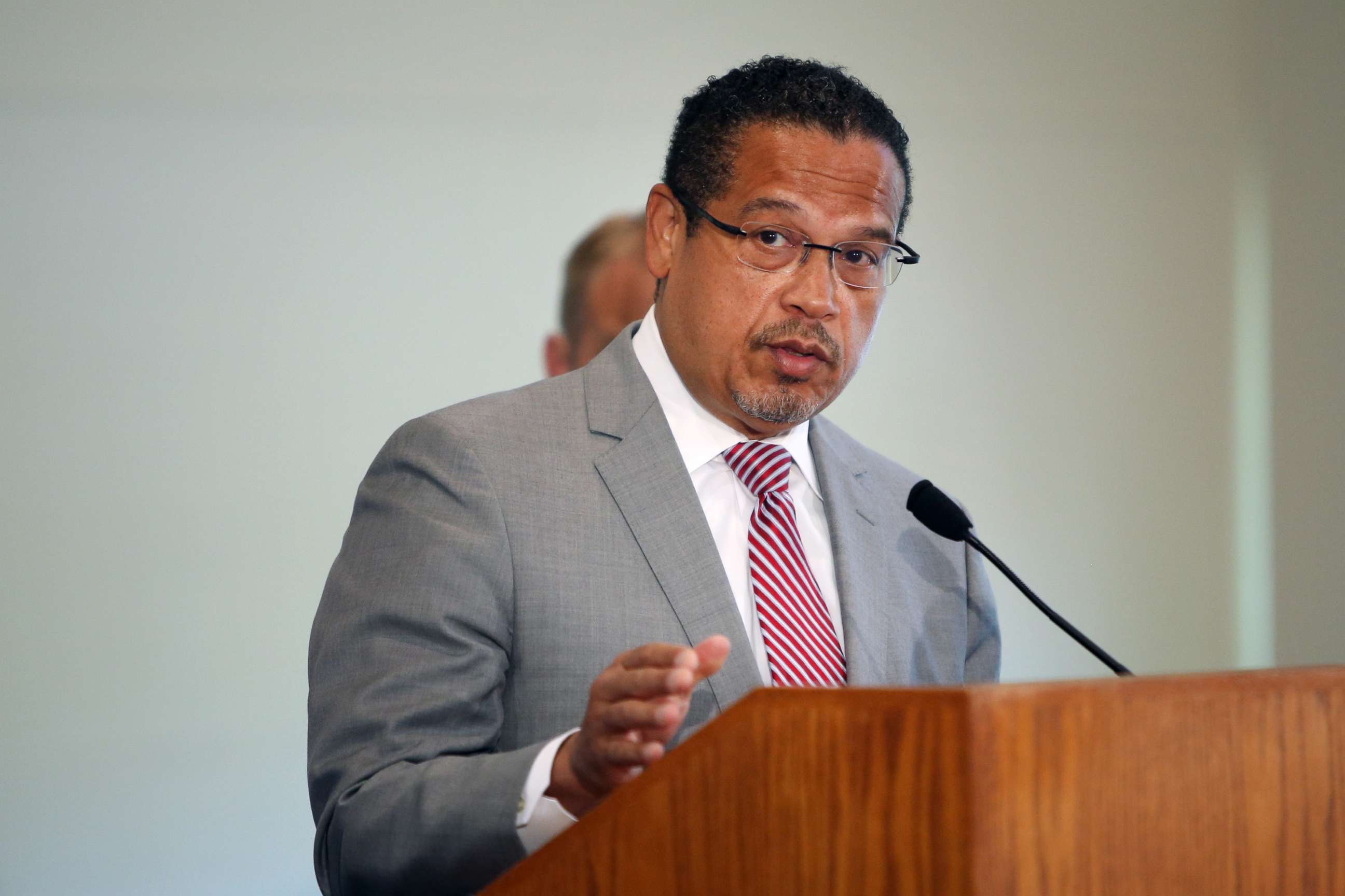 PHOTO: Minnesota Attorney General Keith Ellison announces that charges have been filed against former Minneapolis police officers Thomas Lane, J. Alexander Kueng, and Tou Thao in the death of George Floyd, June 3, 2020, in Minneapolis.