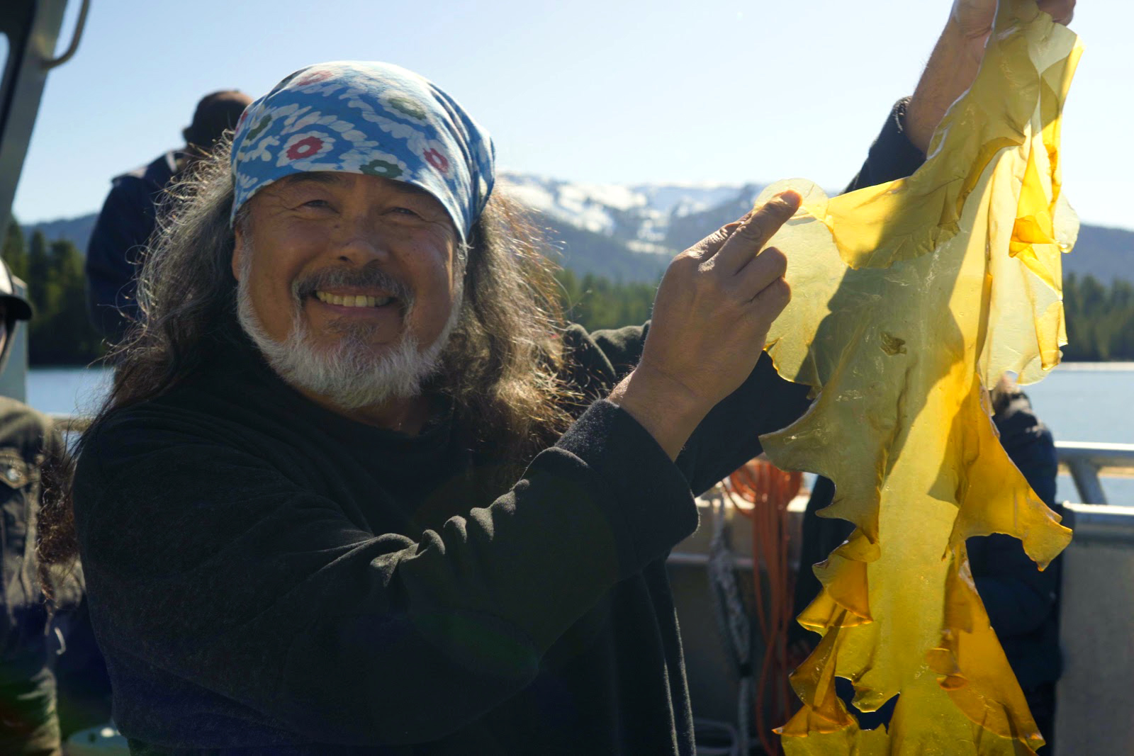 PHOTO: Dune Lankard, the founder of the Native Conservancy, runs a kelp farm. Kelp can sequester carbon and has been seen as a tool for combatting climate change.