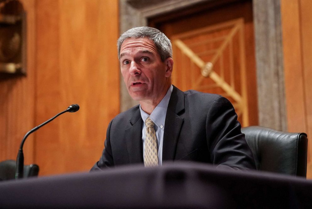 PHOTO: Department of Homeland Security Acting Deputy Secretary Ken Cuccinelli testifies at a Senate Homeland Security and Governmental Affairs Committee hearing on "Threats to the Homeland" on Capitol Hill in Washington, Sept. 24, 2020.