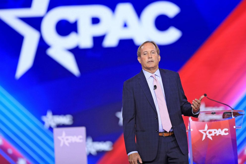 PHOTO: Ken Paxton, Texas attorney general, speaks during the Conservative Political Action Conference (CPAC) in Dallas, Aug. 5, 2022.
