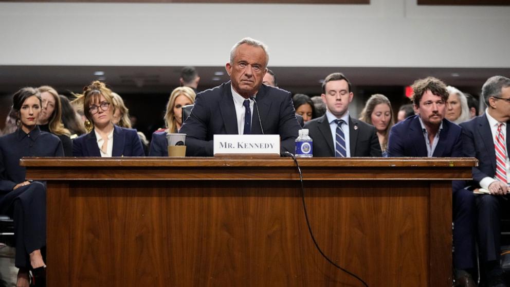 PHOTO: Robert F. Kennedy Jr., President Donald Trump's choice to be Secretary of Health and Human Services, appears before the Senate Finance Committee for his confirmation hearing, at the Capitol in Washington, Jan. 29, 2025.