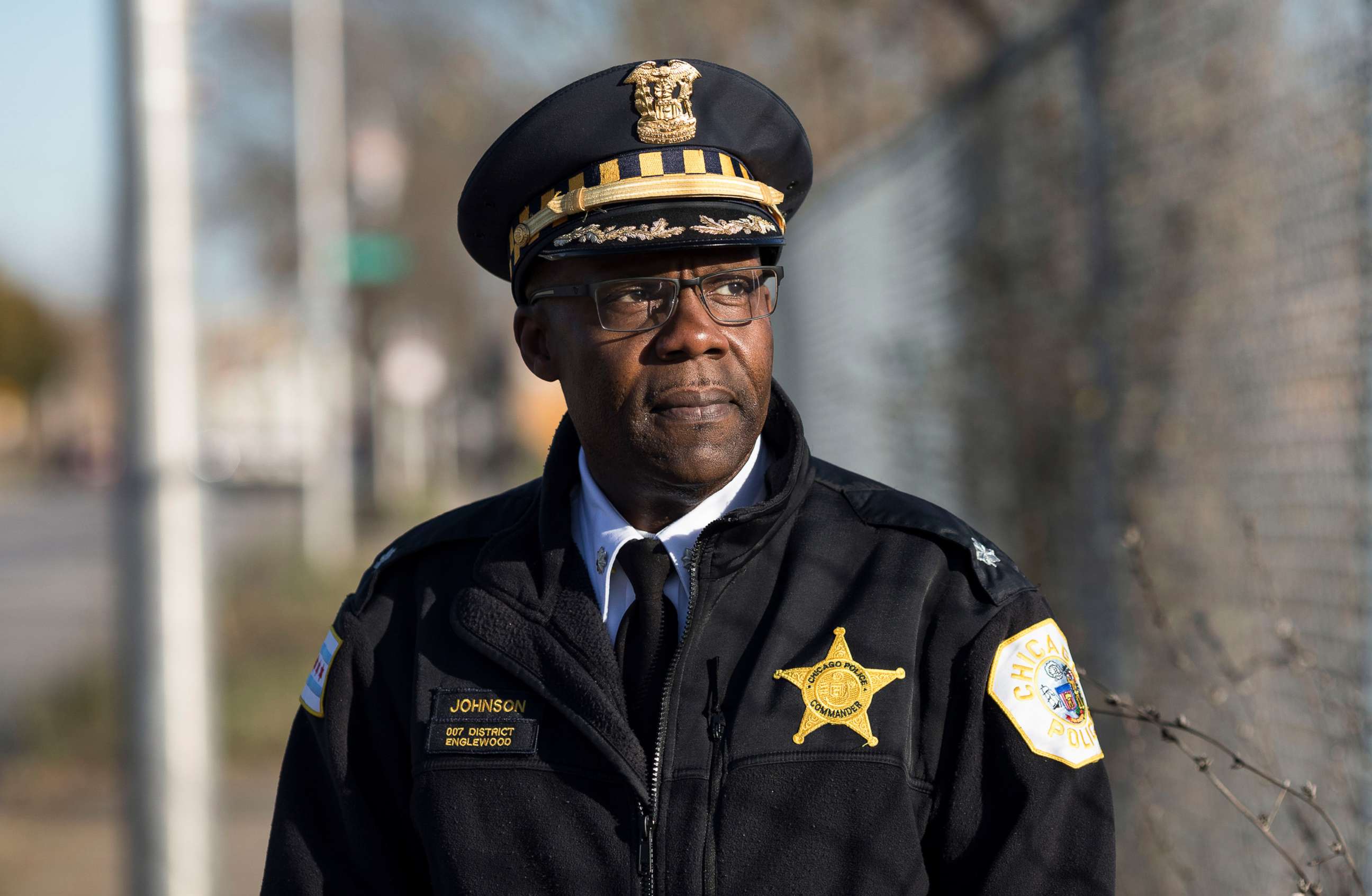 PHOTO: In this Nov. 20, 2017, file photo, Chicago Police Commander Kenneth Johnson is shown near the 7th District Police Station in Chicago's Englewood neighborhood.