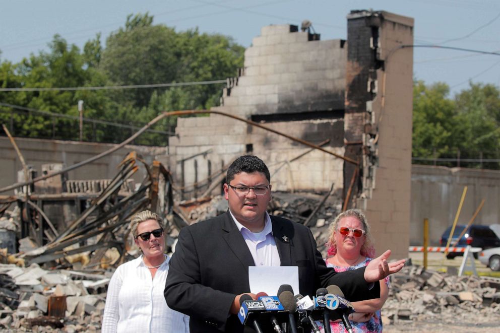 PHOTO: Kenosha County Supervisor Zach Rodriguez speaks during a news conference regarding the protests and shootings that came after Jacob Blake was shot by police, in Kenosha, Wis., Aug. 26, 2020. 