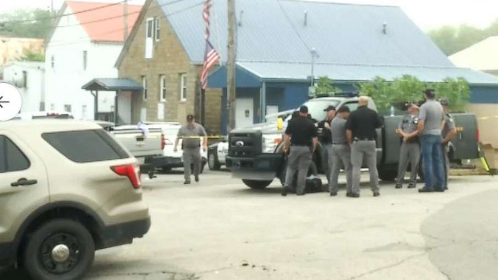 PHOTO: In this screen grab from a video, law enforcement officers are shown on the scene where a suspect shot several people in Allen, Ky.