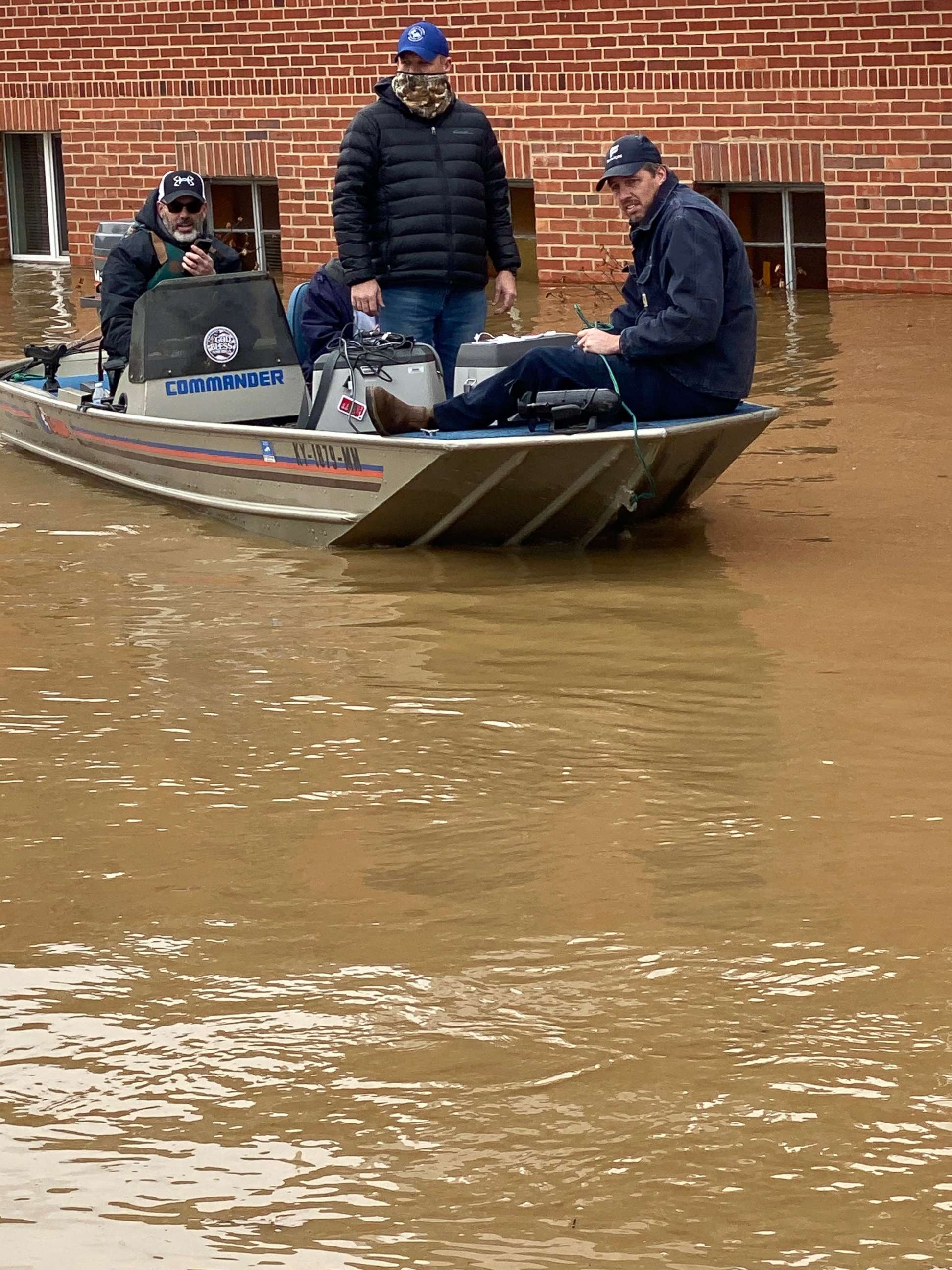 PHOTO: An emergency crew helps transport 150 doses of COVID-19 vaccine through floodwaters in Beattyville, Ky., March 1, 2021.