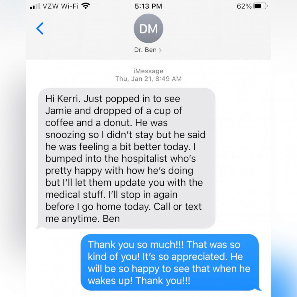 PHOTO: A text from Dr. Ben Moor to Kerri Hurley on Jan. 21, 2021.