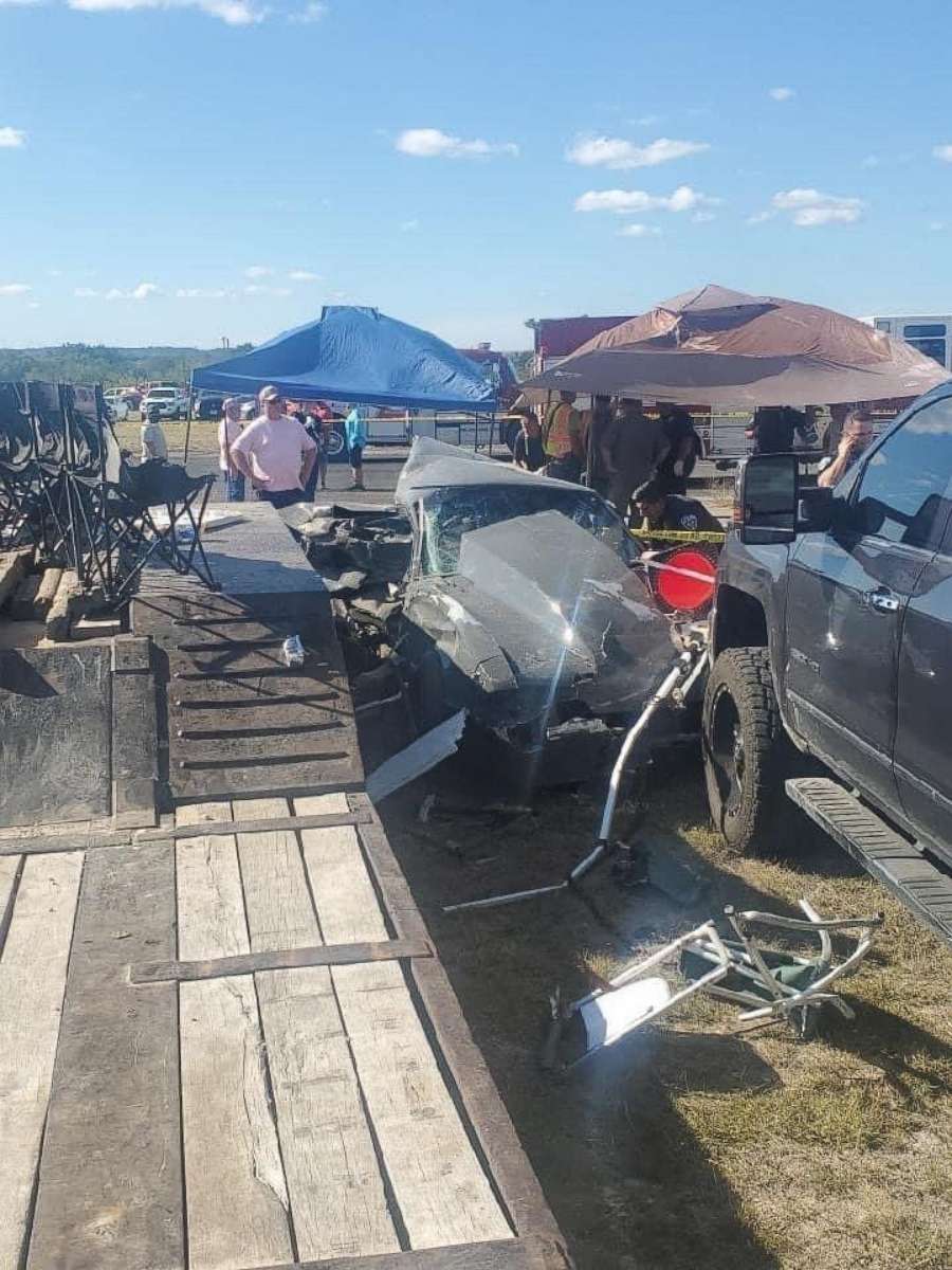 PHOTO: Two children were killed when a drag racer lost control of his vehicle and slammed into spectators at an event in Kerrville, Texas, Oct. 23, 2021.