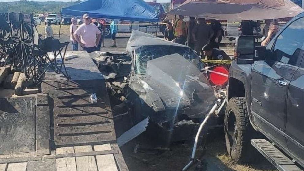 PHOTO: Two children were killed when a drag racer lost control of his vehicle and slammed into spectators at an event in Kerrville, Texas, Oct. 23, 2021.