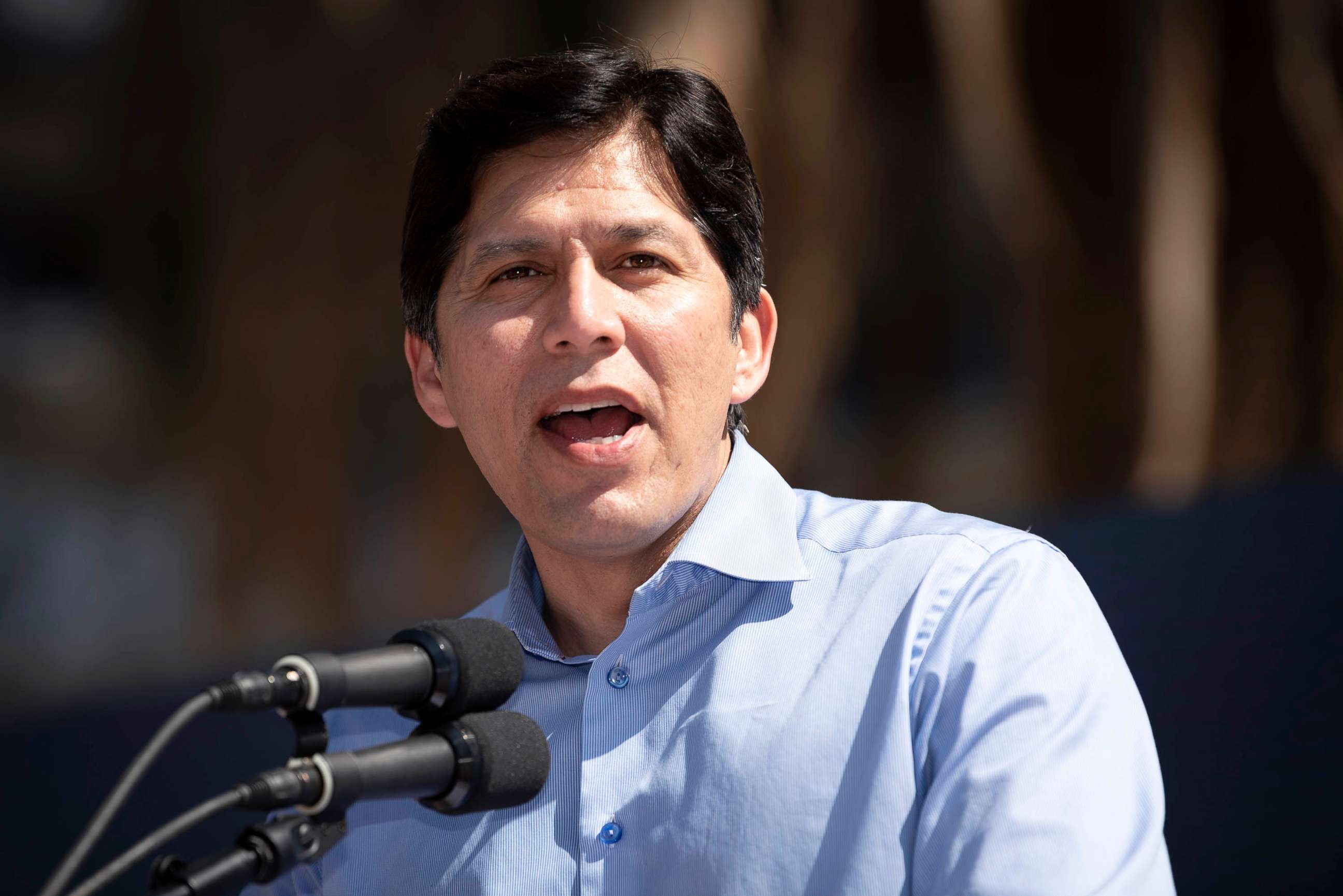 PHOTO: FILE - LA City Councilmember Kevin De Leon, speaks at an event in Los Angeles, April 14, 2018.