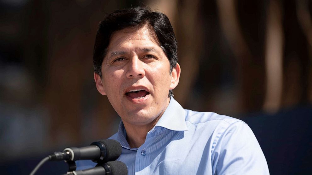 PHOTO: FILE - LA City Councilmember Kevin De Leon, speaks at an event in Los Angeles, April 14, 2018.