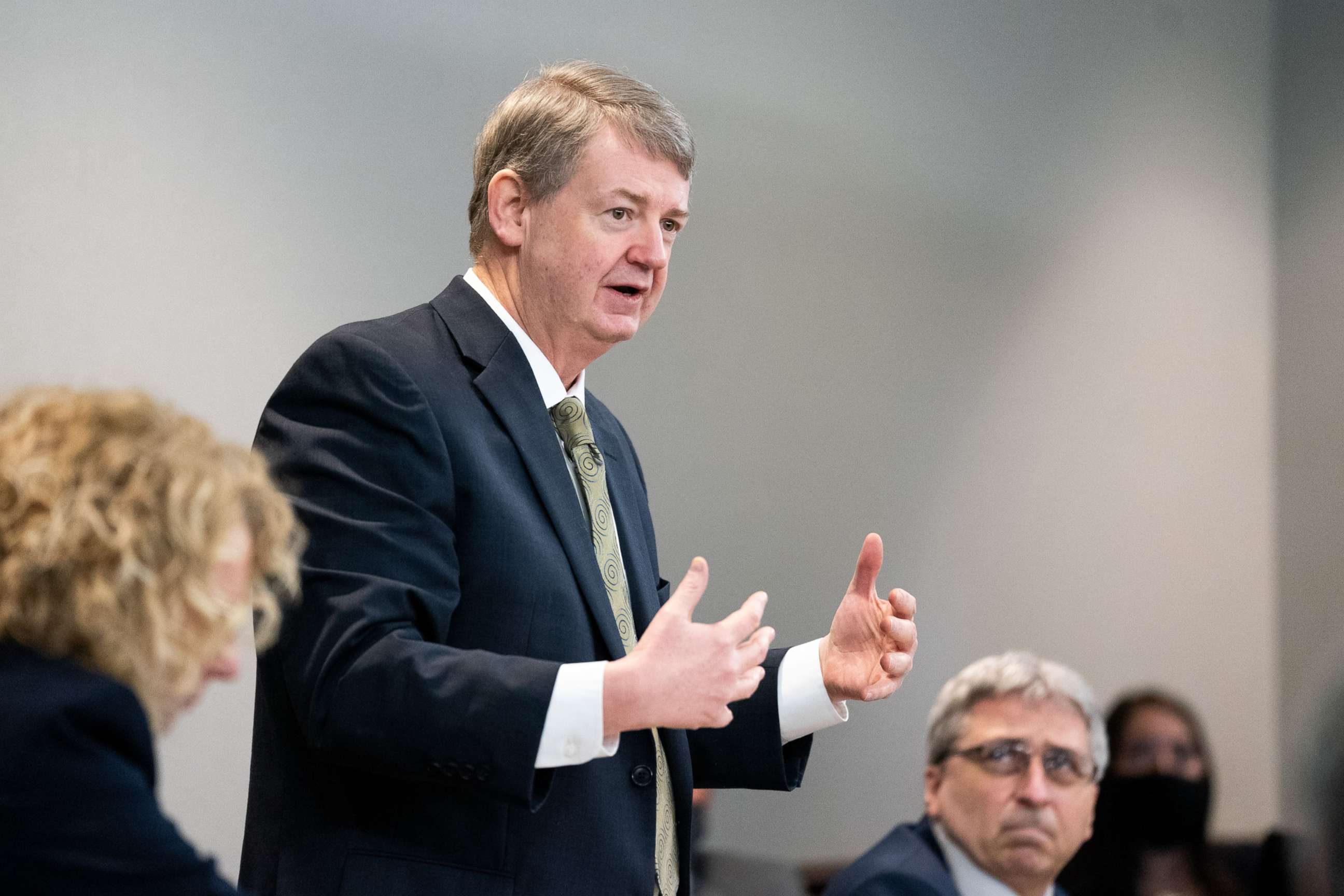 PHOTO: Defense attorney Kevin Gough addresses the court during the trial for Ahmaud Arberys shooting death at the Glynn County Courthouse on Nov. 8, 2021, in Brunswick, Ga.