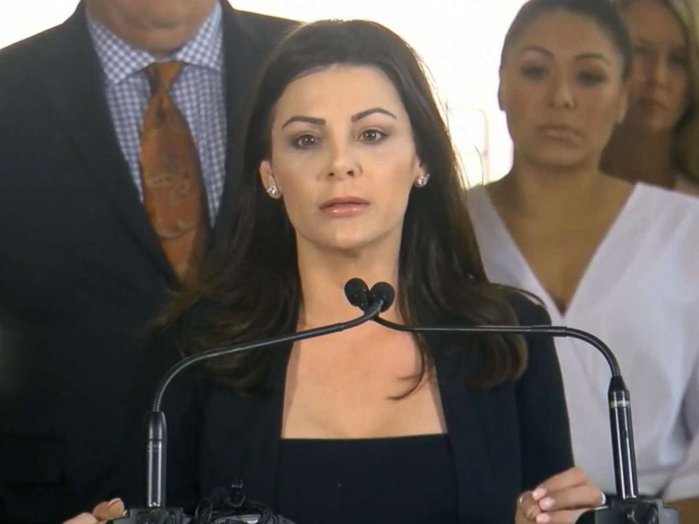 PHOTO: Jamie Dantzscher, an Olympic bronze-medal winning gymnast, speaks at a news conference in Austin, Texas, May 10, 2018.