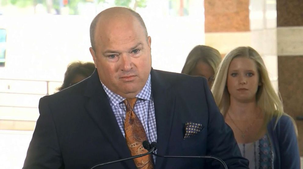 PHOTO: 
Attorney John Manly, who represents several gymnasts abused by a disgraced former USA Gymnastics team doctor, speaks at a news conference in Austin, Texas, May 10, 2018.